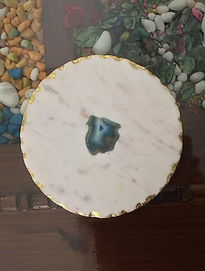 Scalloped White Marble Round Serving Platter