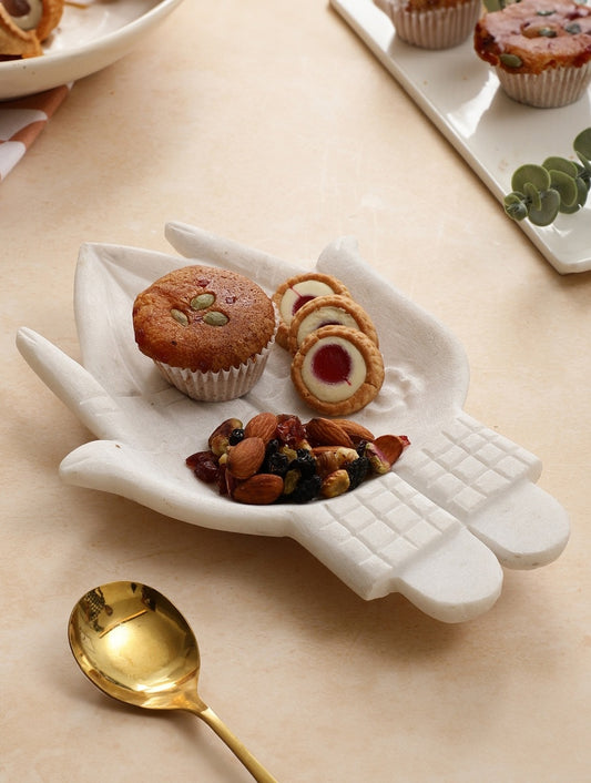 White Marble Hand-Shaped Serving and Decor Platter