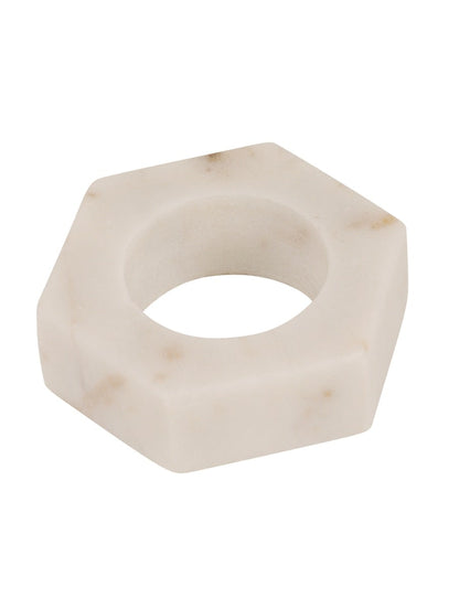 White Marble Hexagonal Napkin Rings – Set of Four