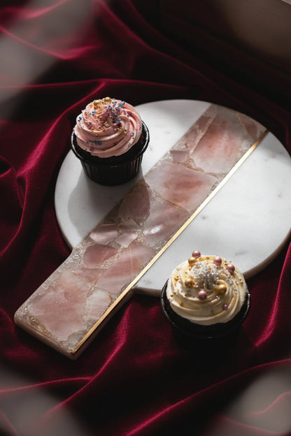 White Marble Platter with Semi-Precious Stone Inlay
