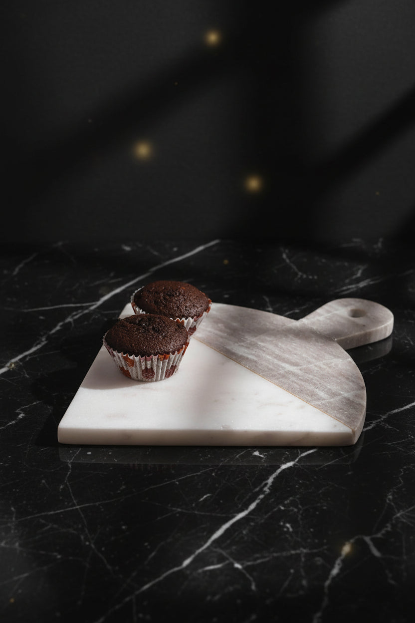 Handcrafted White Marble Serving Platter with Handle