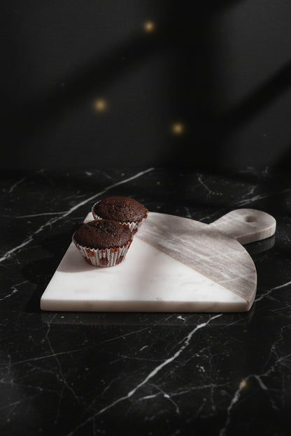 Handcrafted White Marble Serving Platter with Handle
