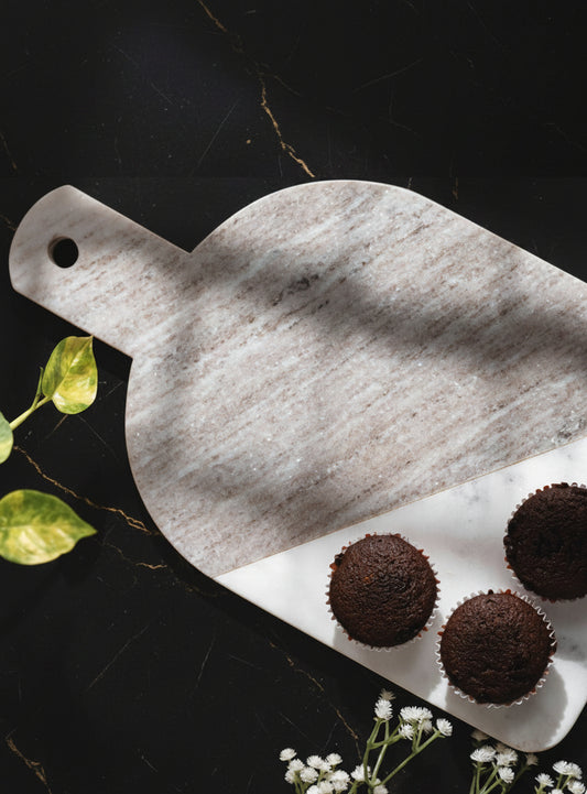 Grey Marble Abstract Serving Platter with Handle