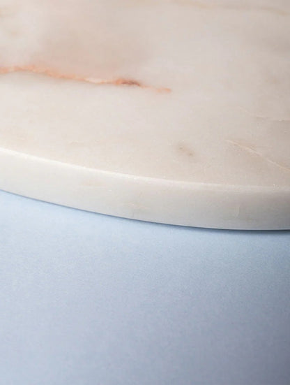 White Marble Oval Serving Tray with Metal Handles