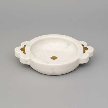 White Marble Urli with Metal Detailing