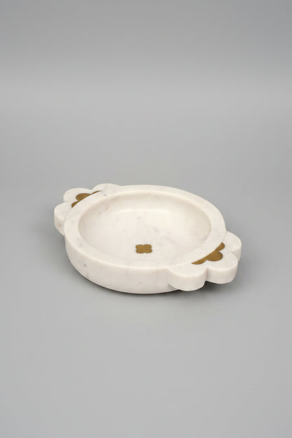 White Marble Urli with Metal Detailing