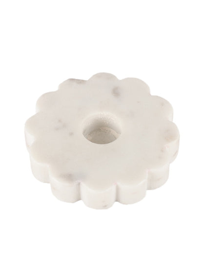 White Marble Flower Taper Candle Holder