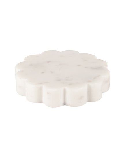 White Marble Flower Taper Candle Holder