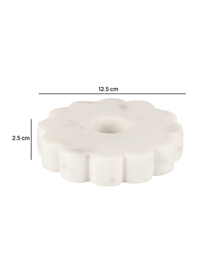 White Marble Flower Taper Candle Holder
