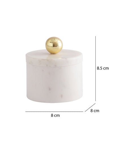 White Marble Storage Jar with Metal Knob