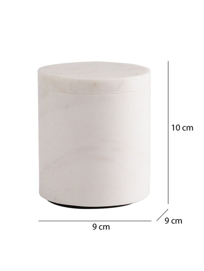 White Marble Storage Container with Flat Lid