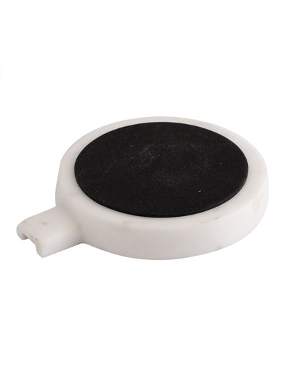 White Marble Round Serving Dish with Handle