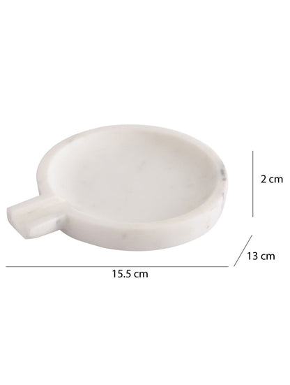 White Marble Round Serving Dish with Handle