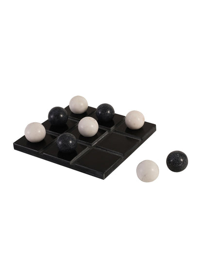 Black and White Marble Tic-Tac-Toe Game Set