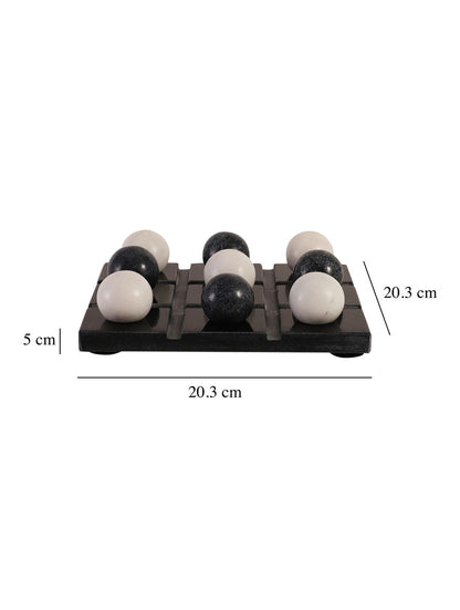 Black and White Marble Tic-Tac-Toe Game Set