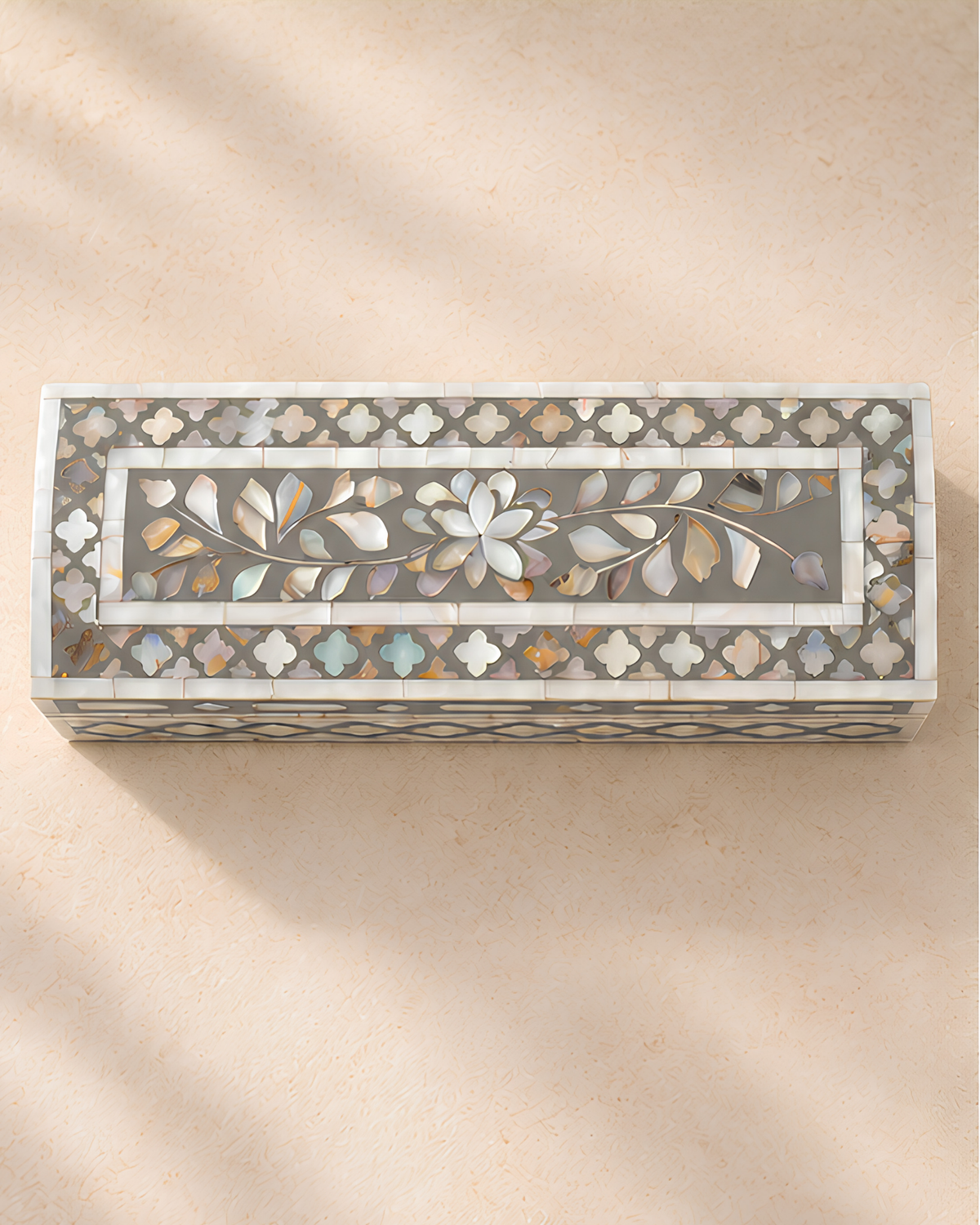 Silver Mist Mother of Pearl Inlay Jewelry & Keepsake Box