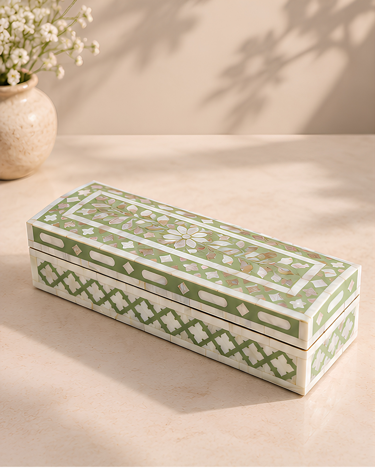 Olive Mother of Pearl Inlay Box