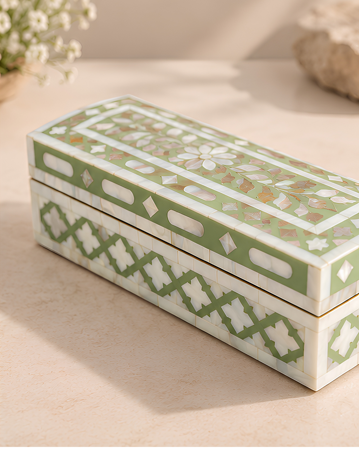 Olive Mother of Pearl Inlay Box