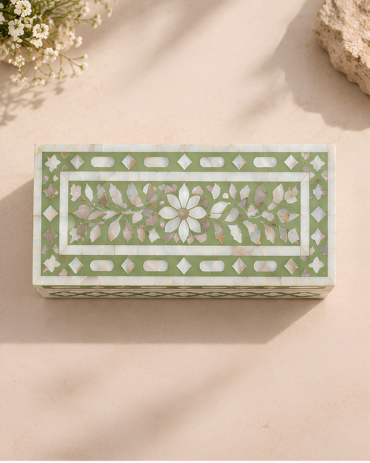 Olive Mother of Pearl Inlay Box