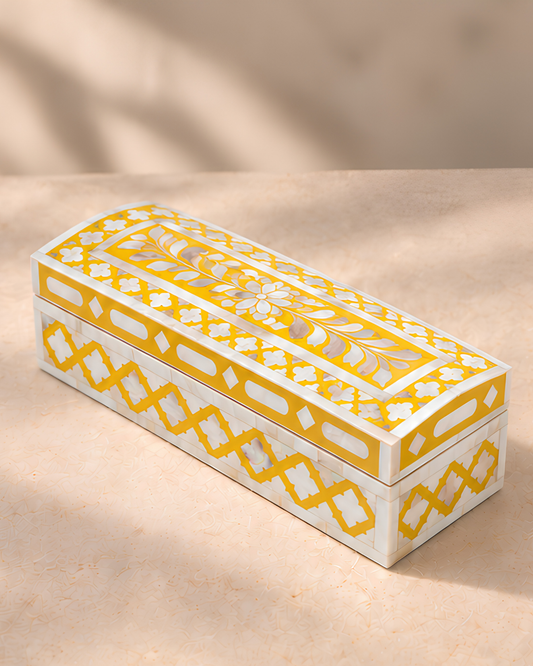 Golden Mustard Mother of Pearl Inlay Box