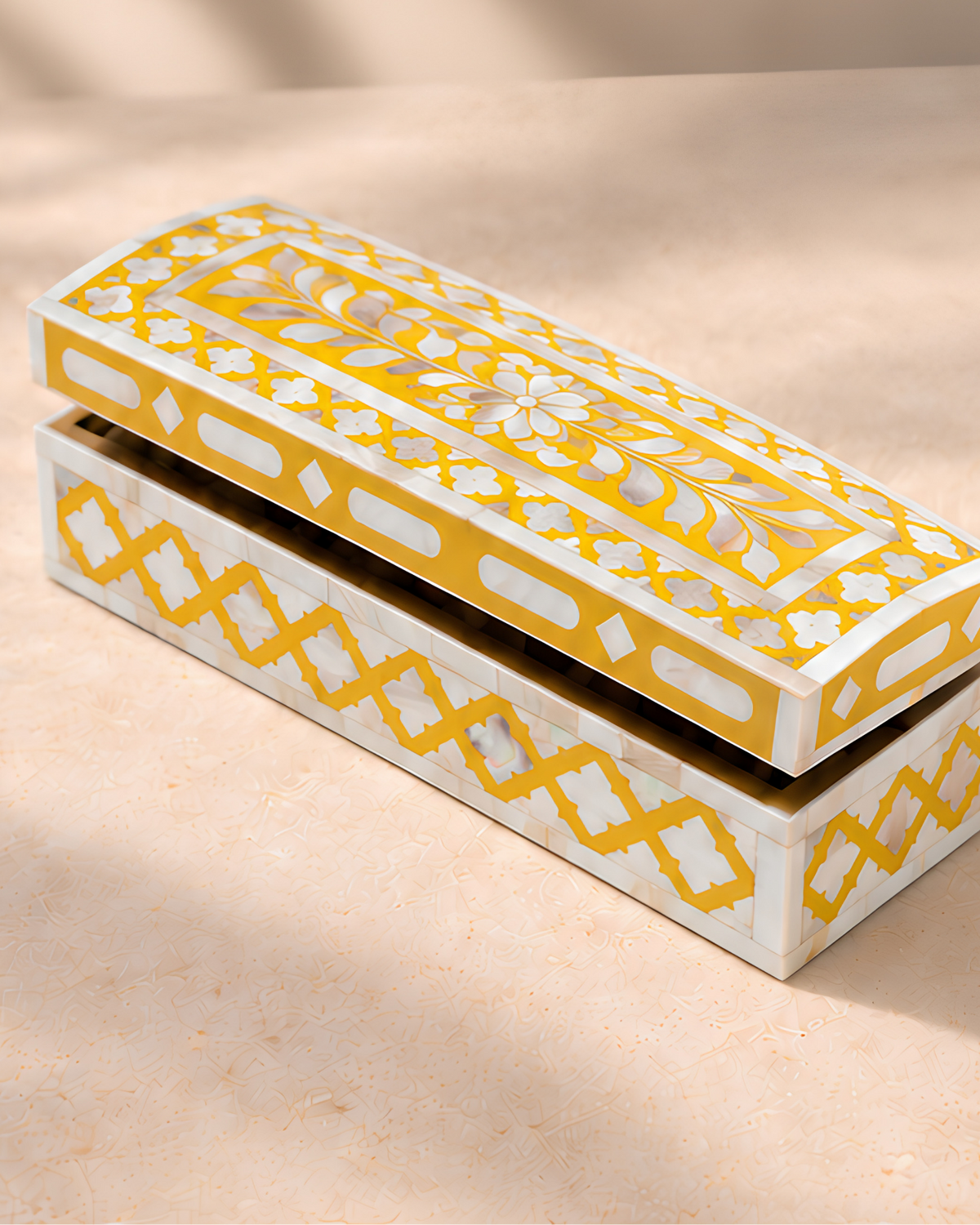 Golden Mustard Mother of Pearl Inlay Box