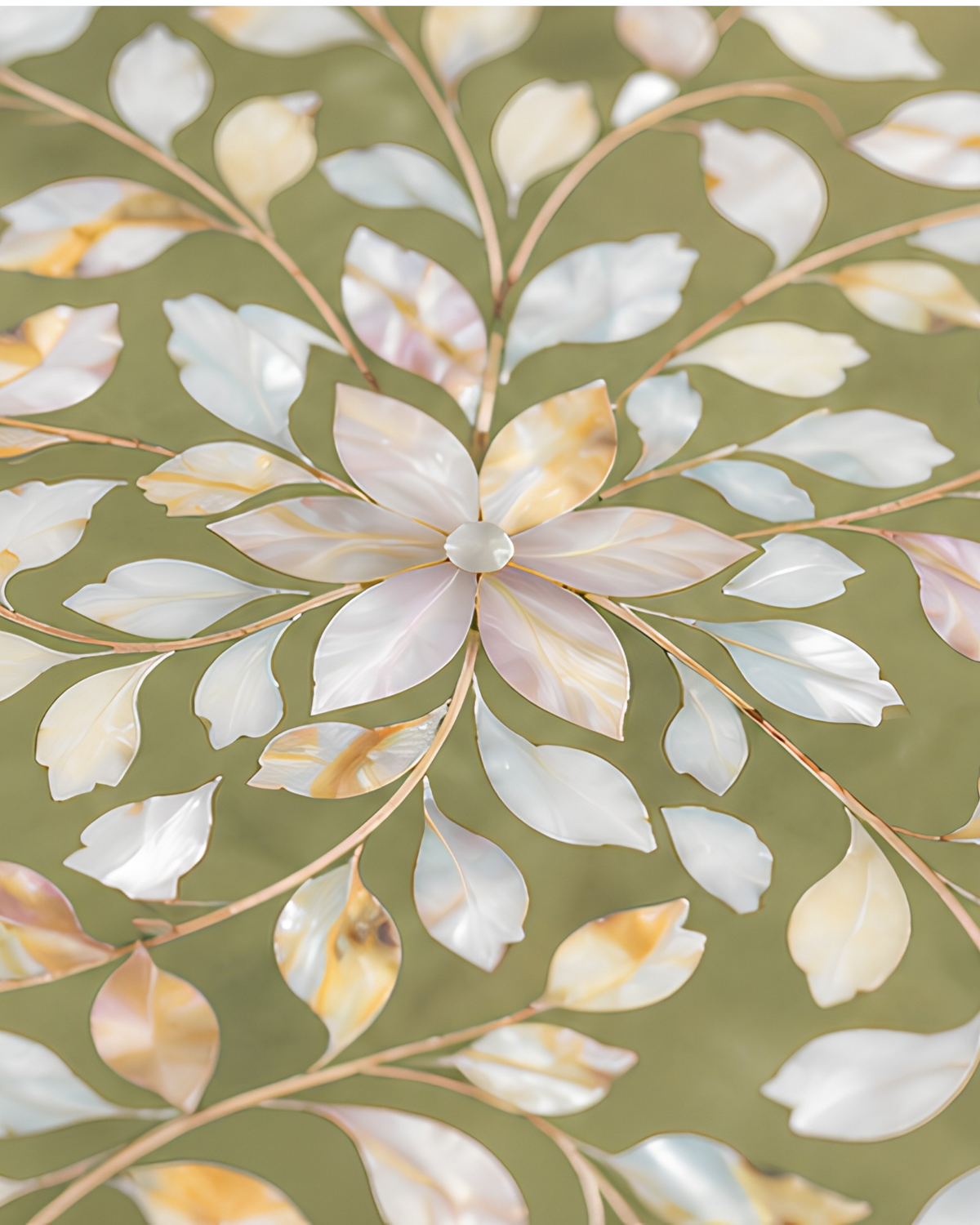 Ivory Beige mother of pearl inlay decorative tray
