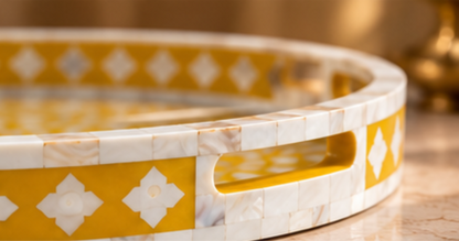 Golden Mustard mother of pearl inlay decorative tray
