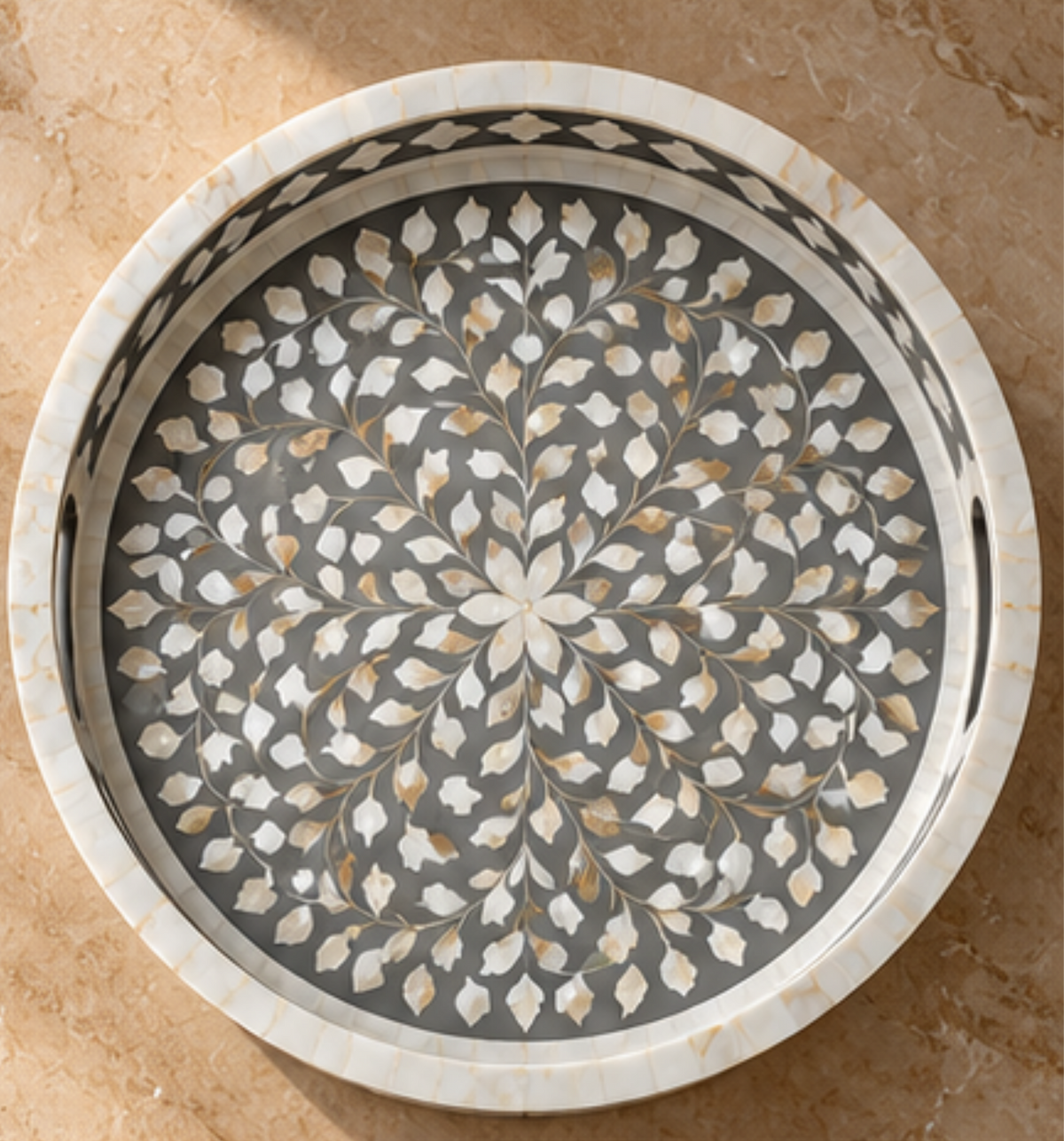 Slate Grey mother of pearl inlay decorative tray