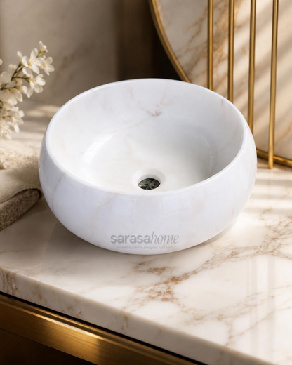 Natural stone round countertop wash basin