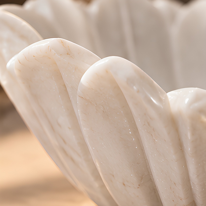 White marble floral vessel sink hand-carved natural stone countertop wash basin for luxury bathroom