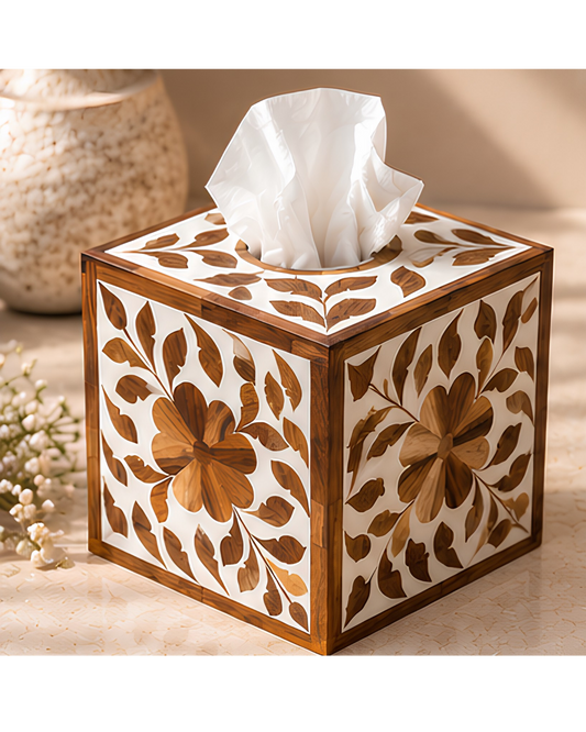 Wood Inlay Tissue Box Cover