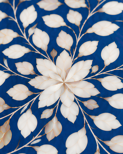 Royal Blue Mother of Pearl Inlay Round Serving Tray